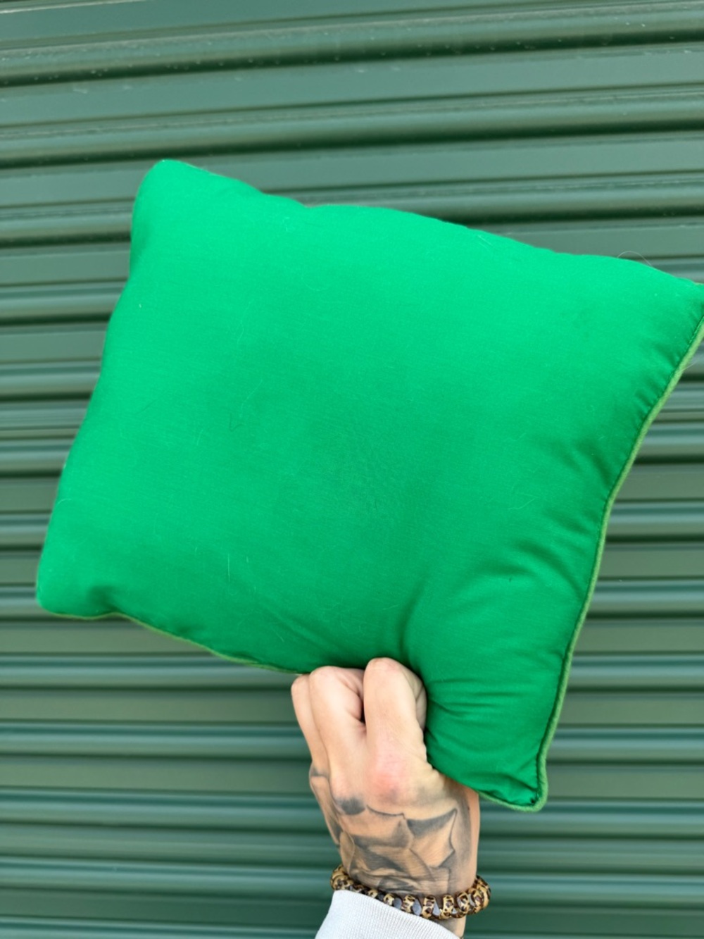 Vintage duck Embroidered Throw Pillow - Cream and Green - Picture 2 of 2